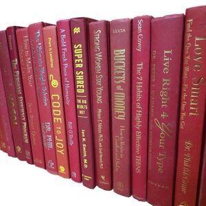 Lot of 10 RED / Burgundy Book Decor Books -Modern Hardcover Interior Design Real